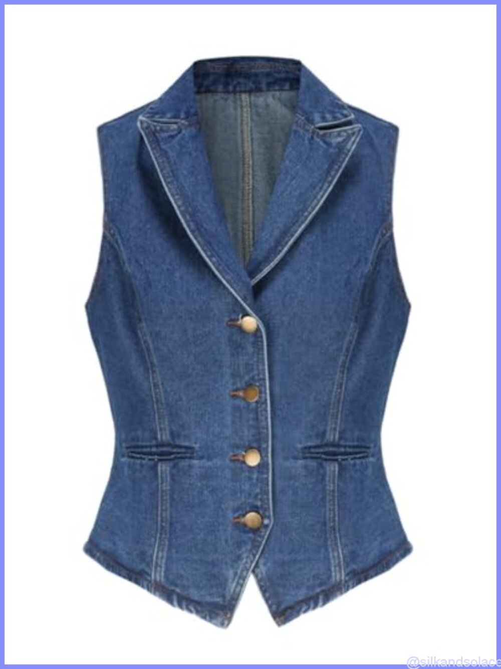 Denim Vest for Women Sleeveless Jean Vest Top Lapel Waistcoat